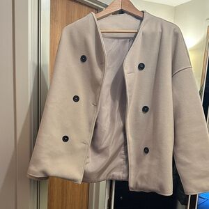 Double-Breasted Tan oversized Women's Jacket
